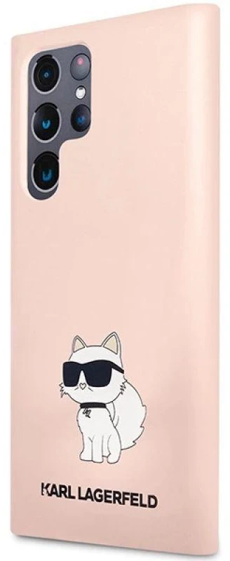 Karl Lagerfeld KLHCS23LSNCHBCP S23 Ultra S918 kietas dėklas rožinės spalvos Silicone Choupette