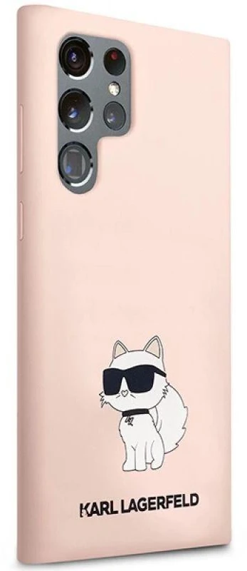 Karl Lagerfeld KLHCS23LSNCHBCP S23 Ultra S918 kietas dėklas rožinės spalvos Silicone Choupette