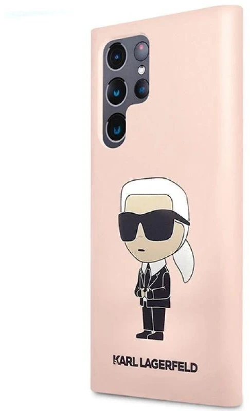Karl Lagerfeld KLHCS23LSNIKBCP Samsung Galaxy S23 Ultra S918 kietas dėklas rožinės spalvos Silicone Ikonik