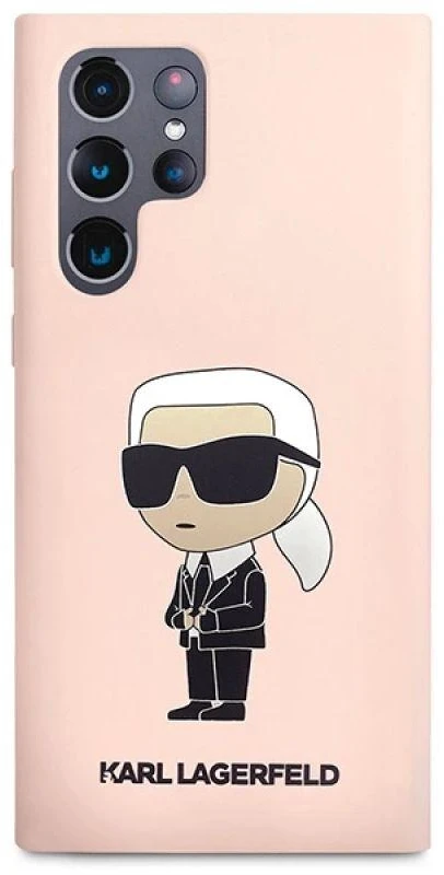 Karl Lagerfeld KLHCS23LSNIKBCP Samsung Galaxy S23 Ultra S918 kietas dėklas rožinės spalvos Silicone Ikonik