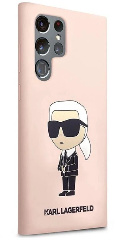 Karl Lagerfeld KLHCS23LSNIKBCP Samsung Galaxy S23 Ultra S918 kietas dėklas rožinės spalvos Silicone Ikonik