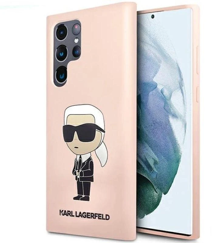 Karl Lagerfeld KLHCS23LSNIKBCP Samsung Galaxy S23 Ultra S918 kietas dėklas rožinės spalvos Silicone Ikonik