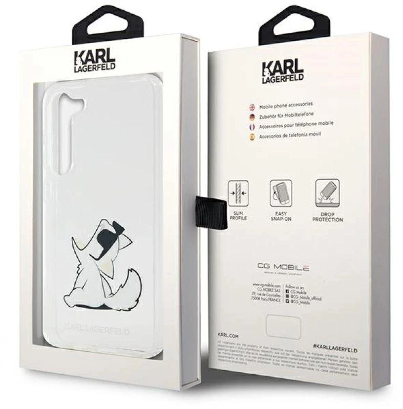 Karl Lagerfeld KLHCS23MCFNRC S23+ S916 skaidrus kietas dėklas Choupette Fun