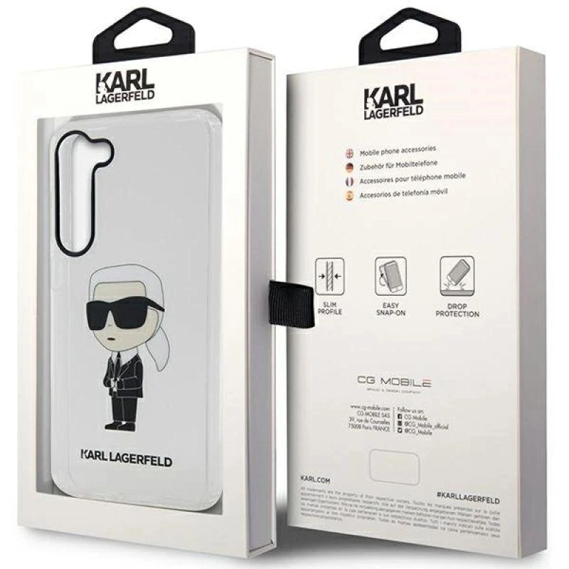 Karl Lagerfeld KLHCS23MHNIKTCT S23+ S916skaidrus kietas dėklas Ikonik Karl Lagerfeld