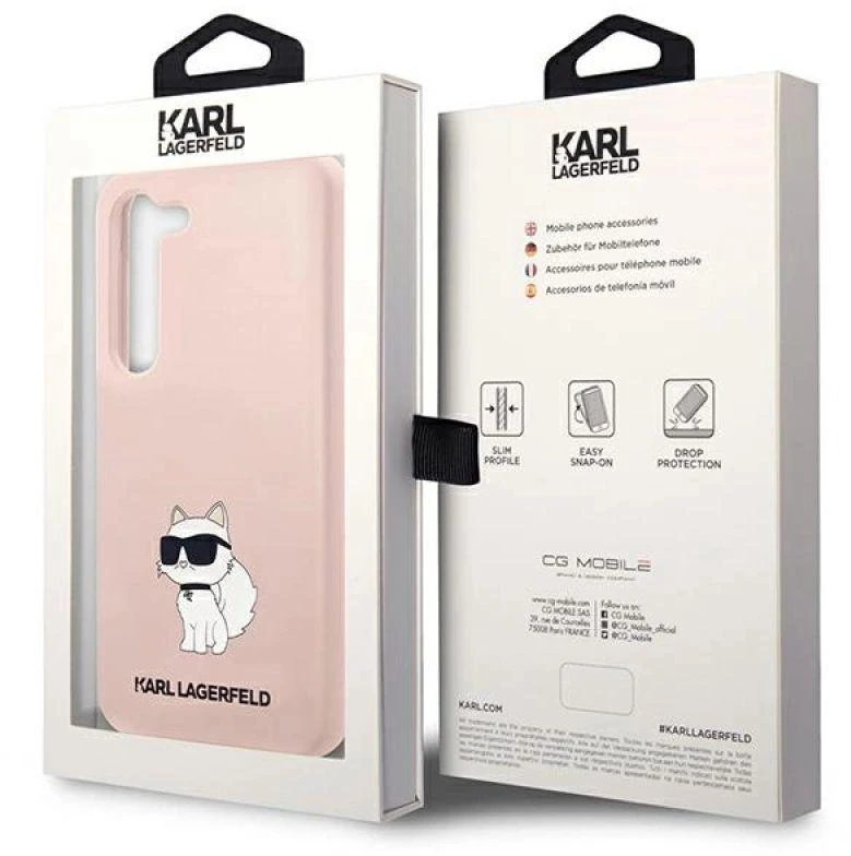Karl Lagerfeld KLHCS23MSNCHBCP S23+ S916 kietas dėklas rožinės spalvos Silicone Choupette