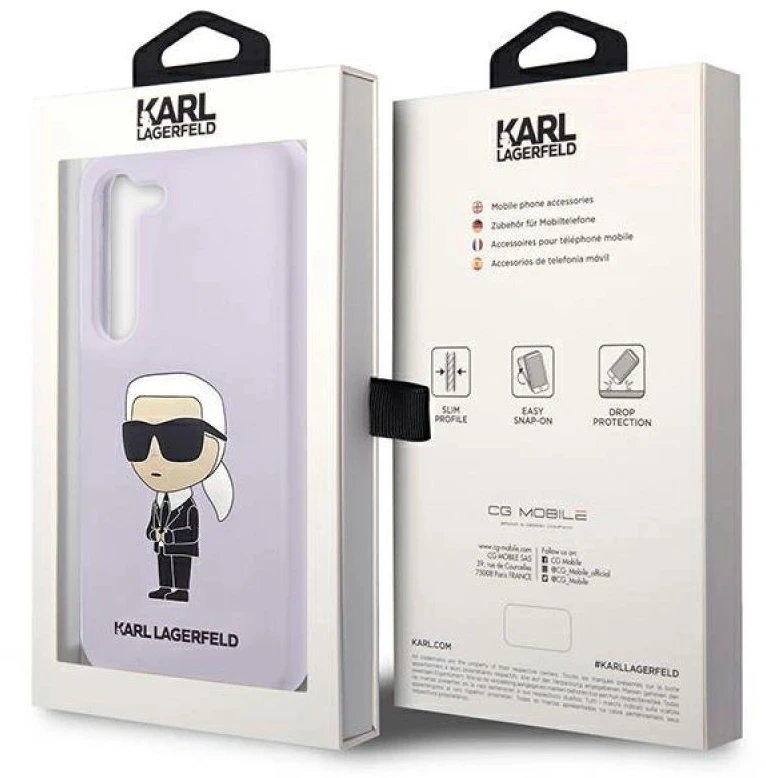Karl Lagerfeld KLHCS23MSNIKBCU S23+ S916 kietas dėklas violetinės spalvos Silicone Ikonik
