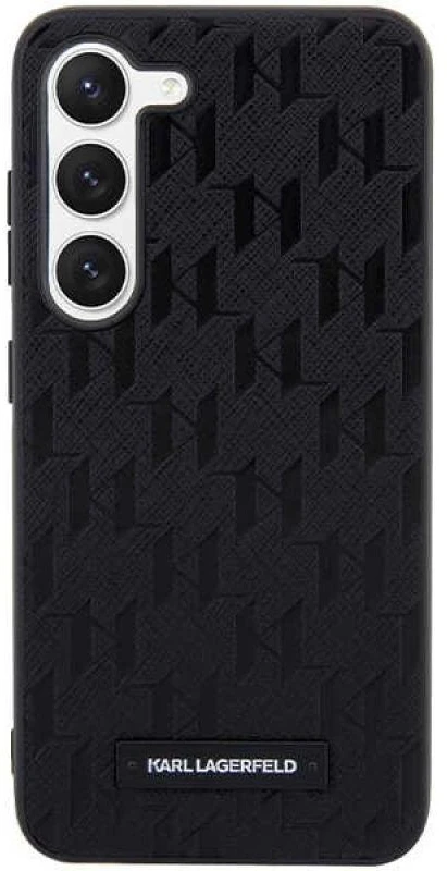 Karl Lagerfeld KLHCS23SSAKLHPK S23 S911 kietas dėklas juodos spalvos Saffiano Mono Metal Logo