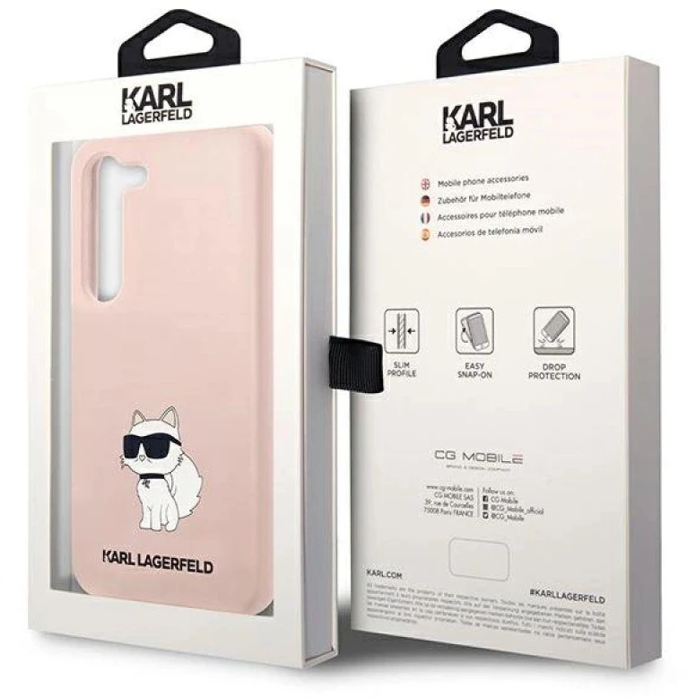 Karl Lagerfeld KLHCS23SSNCHBCP S23 S911 kietas dėklas rožinės spalvos Silicone Choupette