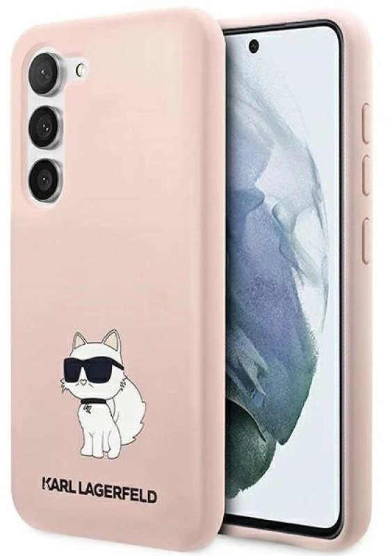 Karl Lagerfeld KLHCS23SSNCHBCP S23 S911 kietas dėklas rožinės spalvos Silicone Choupette