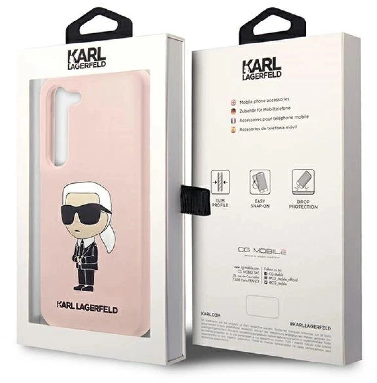 Karl Lagerfeld KLHCS23SSNIKBCP S23 S911kietas dėklas rožinės spalvos Silicone Ikonik