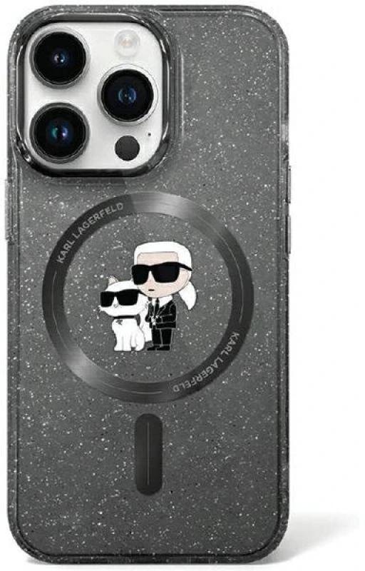Karl Lagerfeld KLHMN61HGKCNOK Apple iPhone 11/ Xr 6.1″ juodos spalvos kietas dėklas Karl&Choupette Glitter MagSaf