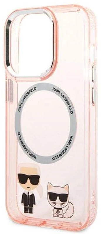 Karl Lagerfeld KLHMP14LHKCP Apple iPhone 14 Pro 6,1″ kietas dėklas rožinės spalvos Karl & Choupette Aliuminio Magsaf