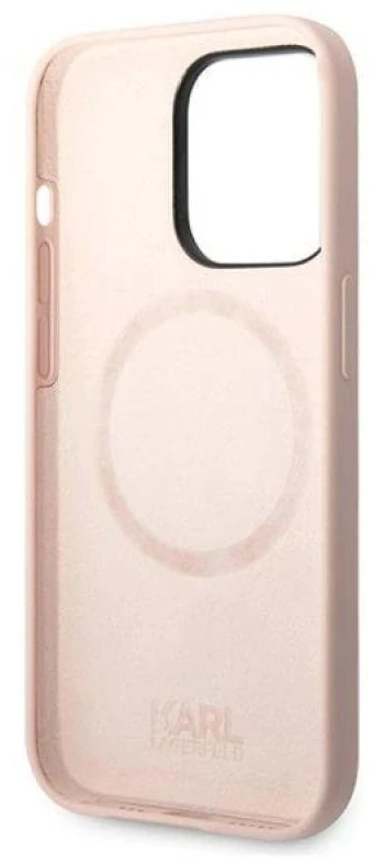 Dėklas Karl Lagerfeld Hardcase Silicone Karl`s Head Magsafe KLHMP14LSLKHLP Galinis dangtelis, Apple, iPhone 14 Pro, Silikoninis, Rožinė, 6.1 "