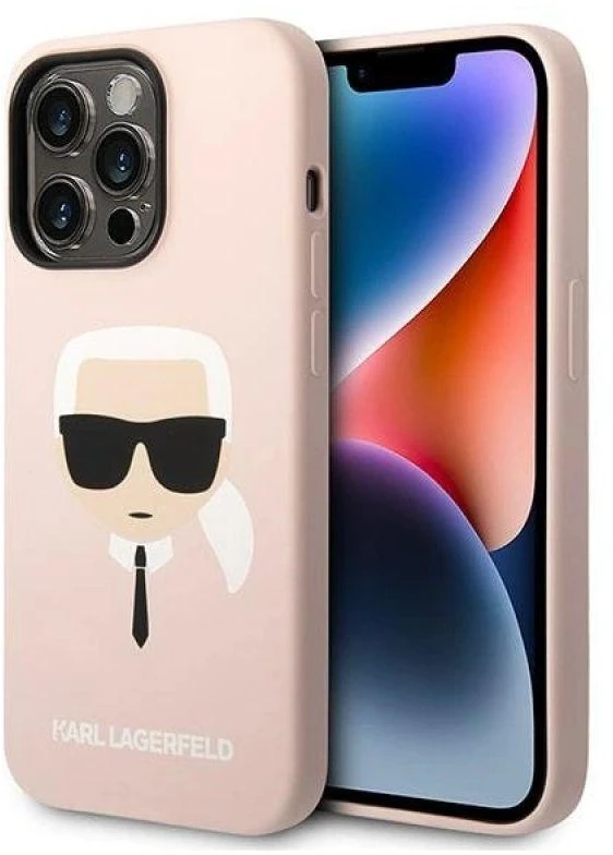 Dėklas Karl Lagerfeld Hardcase Silicone Karl`s Head Magsafe KLHMP14LSLKHLP Galinis dangtelis, Apple, iPhone 14 Pro, Silikoninis, Rožinė, 6.1 "