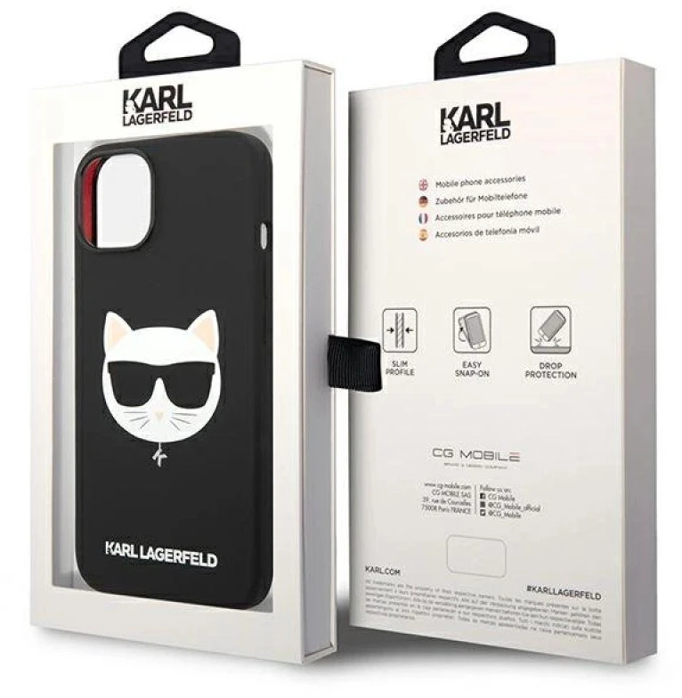 Karl Lagerfeld KLHMP14MSLCHBK iPhone 14 Plus / 15 Plus 6,7″ kietas dėklas juodos spalvos Silicone Choupette