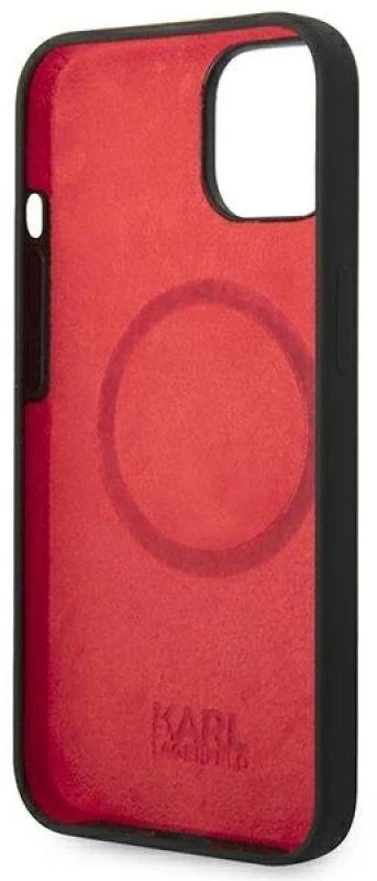 Dėklas Karl Lagerfeld Hardcase Plaque Magsafe KLHMP14MSLMP1K galinis dangtelis, Apple, iPhone 14 Plus, silikonas, Juodas, 6,7 "