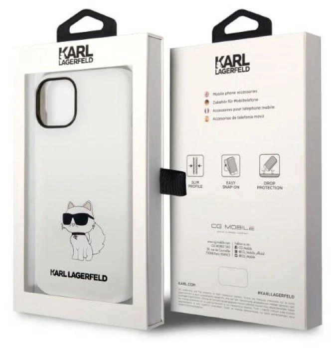 Karl Lagerfeld KLHMP14MSNCHBCH iPhone 14 Plus /15 Plus 6,7″ kietas dėklas baltos spalvos Silikono Choupette MagSafe