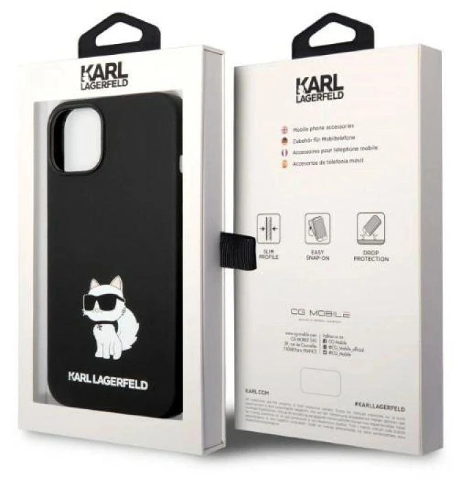 Karl Lagerfeld dėklas, skirtas iPhone 14 Plus 6,7 KLHMP14MSNCHBCK juodas kietas dėklas, skirtas Magsafe Silicone NFT Choupette