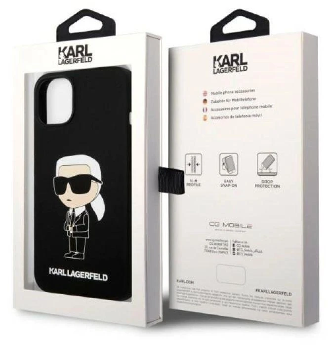 Karl Lagerfeld dėklas iPhone 14 Plus 6,7 KLHMP14MSNIKBCK juodas hard dėklas Magsafe Silikoninis NFT Ikonik