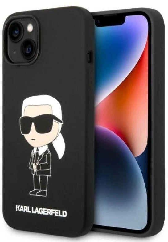 Karl Lagerfeld dėklas iPhone 14 Plus 6,7 KLHMP14MSNIKBCK juodas hard dėklas Magsafe Silikoninis NFT Ikonik