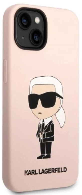 Karl Lagerfeld KLHMP14MSNIKBCP iPhone 14 Plus / 15 Plus 6,7″ kietas dėklas rožinės spalvos Silicone Ikonik Mag
