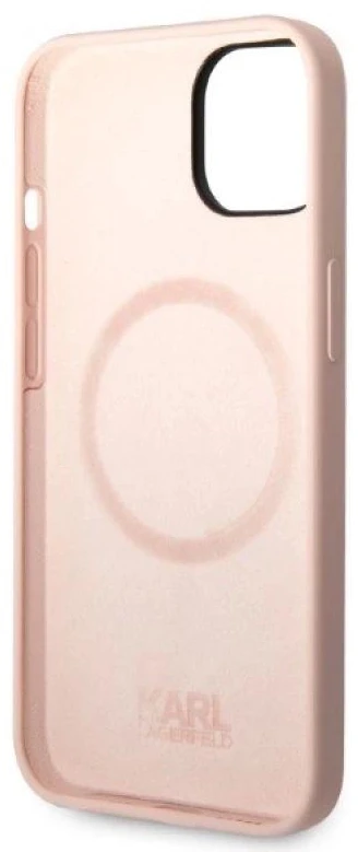 Karl Lagerfeld KLHMP14MSNIKBCP iPhone 14 Plus / 15 Plus 6,7″ kietas dėklas rožinės spalvos Silicone Ikonik Mag