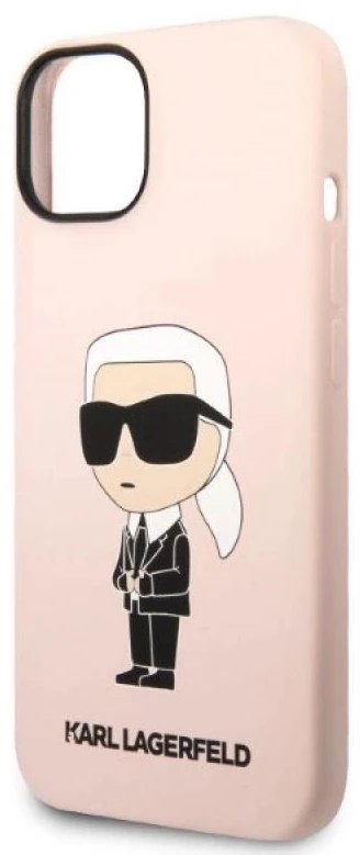 Karl Lagerfeld KLHMP14MSNIKBCP iPhone 14 Plus / 15 Plus 6,7″ kietas dėklas rožinės spalvos Silicone Ikonik Mag