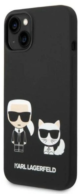 Apple iPhone 14 Plus Karl Lagerfeld dėklas Liquid silikoninis Karl & Choupette Magsafe (KLHMP14MSSKCK) juodos spalvos