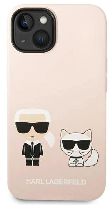 Karl Lagerfeld KLHMP14SSSKCI iPhone 14 6.1" kietas dėklas šviesiai rožinis / šviesiai rožinis silikoninis Karl & Choupette Magsafe dėklas