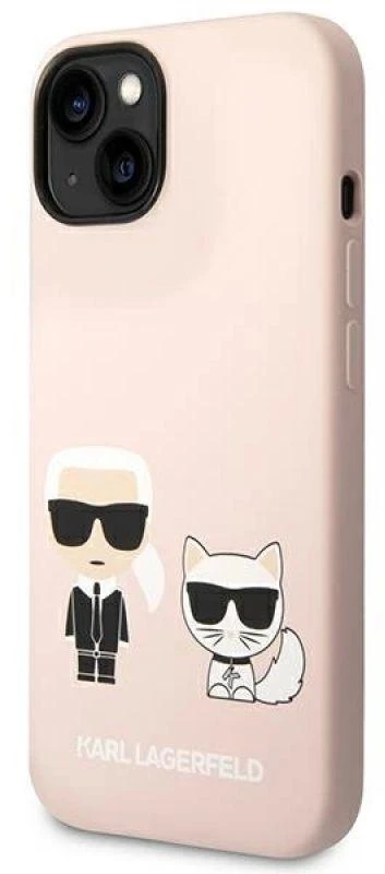 Karl Lagerfeld KLHMP14SSSKCI iPhone 14 6.1" kietas dėklas šviesiai rožinis / šviesiai rožinis silikoninis Karl & Choupette Magsafe dėklas