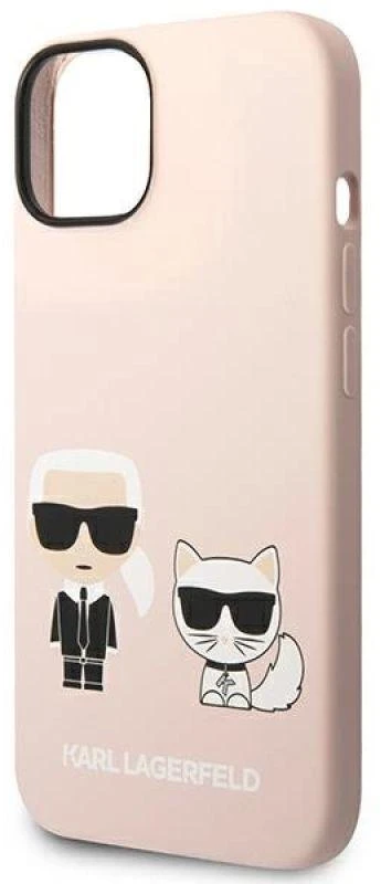 Karl Lagerfeld KLHMP14SSSKCI iPhone 14 6.1" kietas dėklas šviesiai rožinis / šviesiai rožinis silikoninis Karl & Choupette Magsafe dėklas