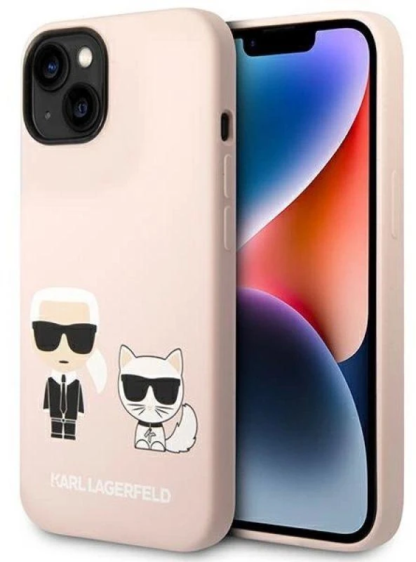 Karl Lagerfeld KLHMP14SSSKCI iPhone 14 6.1" kietas dėklas šviesiai rožinis / šviesiai rožinis silikoninis Karl & Choupette Magsafe dėklas