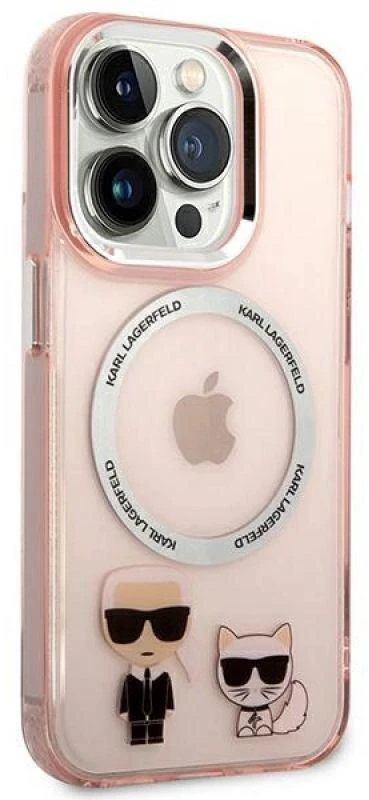 Karl Lagerfeld KLHMP14XHKCP iPhone 14 Pro Max 6,7″ kietas dėklas rožinės spalvos Karl & Choupette Aliuminio Ma