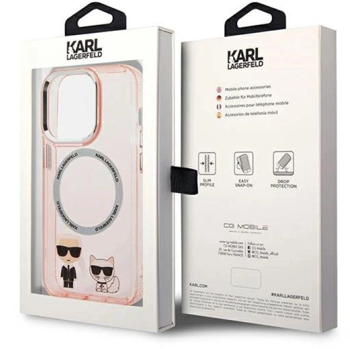 Karl Lagerfeld KLHMP14XHKCP iPhone 14 Pro Max 6,7″ kietas dėklas rožinės spalvos Karl & Choupette Aliuminio Ma