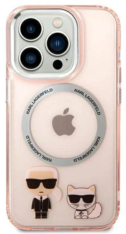 Karl Lagerfeld KLHMP14XHKCP iPhone 14 Pro Max 6,7″ kietas dėklas rožinės spalvos Karl & Choupette Aliuminio Ma