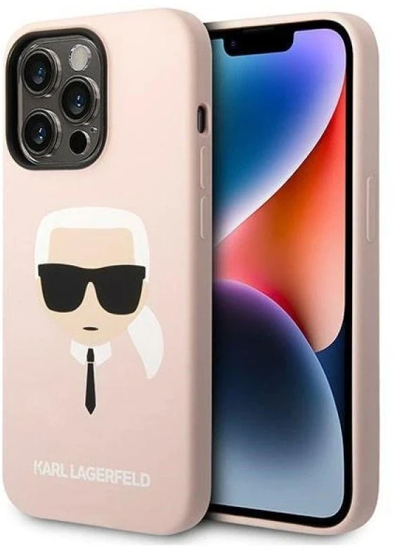 Dėklas Karl Lagerfeld KLHMP14XSLKHLP IPHONE 14 PRO MAX 6.7 "HARDCASE LIGHT Rožinis/LIGHT Rožinis SILICONE KARL`S HEAD MAGSAFE