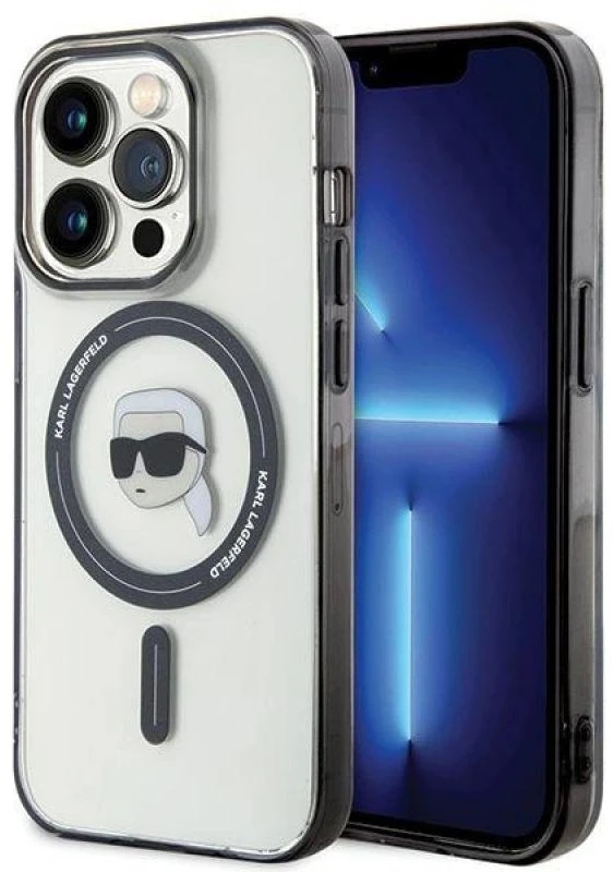 Karl Lagerfeld KLHMP15LHKHNOTK Apple iPhone 15 Pro 6.1″ skaidrus kietas dėklas IML Karl`s Head MagSafe