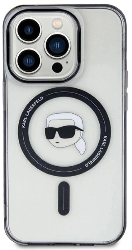 Karl Lagerfeld KLHMP15LHKHNOTK Apple iPhone 15 Pro 6.1″ skaidrus kietas dėklas IML Karl`s Head MagSafe