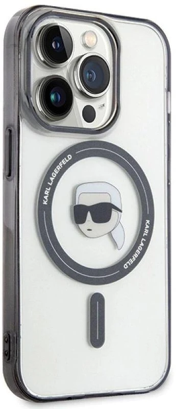 Karl Lagerfeld KLHMP15LHKHNOTK Apple iPhone 15 Pro 6.1″ skaidrus kietas dėklas IML Karl`s Head MagSafe