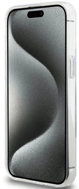 Karl Lagerfeld KLHMP15LHMRSKHH Apple iPhone 15 Pro 6.1″ baltos spalvos kietas dėklas Ring Stand Karl Head MagSafe