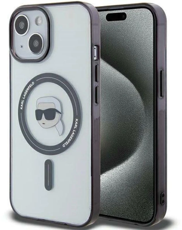 Karl Lagerfeld KLHMP15MHKHNOTK Apple iPhone 15 Plus/ 14 Plus 6.7″ skaidrus kietas dėklas IML Karl`s Head Mag