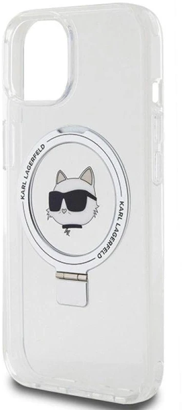 Karl Lagerfeld KLHMP15MHMRSCHH Apple iPhone 15 Plus / 14 Plus 6.7″ baltos spalvos kietas dėklas Ring Stand Choupett