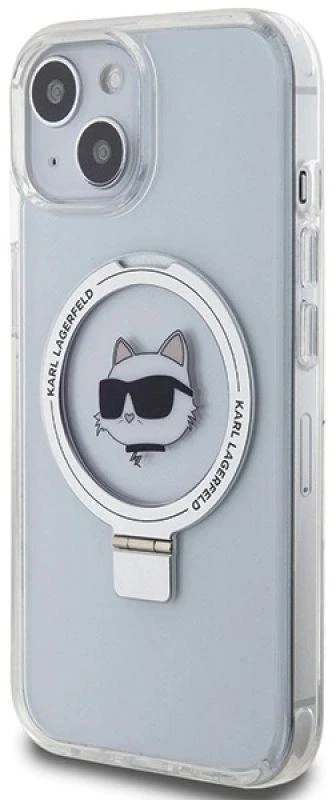 Karl Lagerfeld KLHMP15MHMRSCHH Apple iPhone 15 Plus / 14 Plus 6.7″ baltos spalvos kietas dėklas Ring Stand Choupett