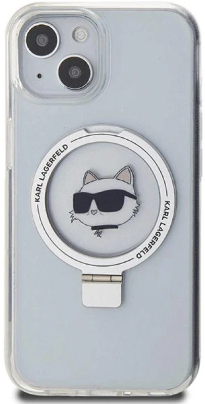 Karl Lagerfeld KLHMP15MHMRSCHH Apple iPhone 15 Plus / 14 Plus 6.7″ baltos spalvos kietas dėklas Ring Stand Choupett