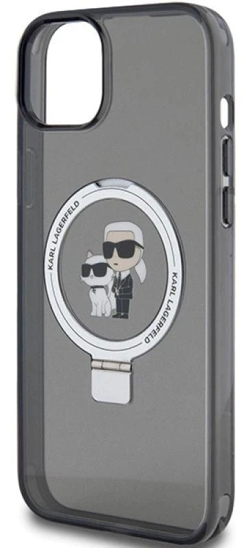 Karl Lagerfeld KLHMP15MHMRSKCK Apple iPhone 15 Plus / 14 Plus 6.7″ juodos spalvos kietas dėklas Ring Stand Karl&Cho