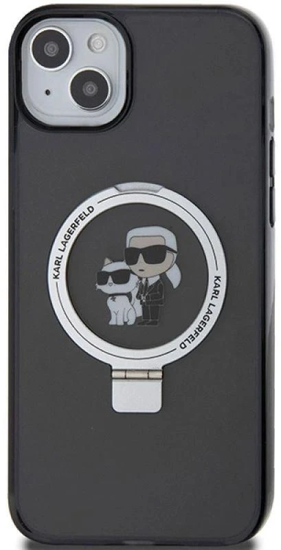 Karl Lagerfeld KLHMP15MHMRSKCK Apple iPhone 15 Plus / 14 Plus 6.7″ juodos spalvos kietas dėklas Ring Stand Karl&Cho
