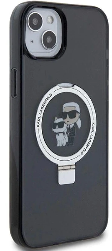 Karl Lagerfeld KLHMP15MHMRSKCK Apple iPhone 15 Plus / 14 Plus 6.7″ juodos spalvos kietas dėklas Ring Stand Karl&Cho