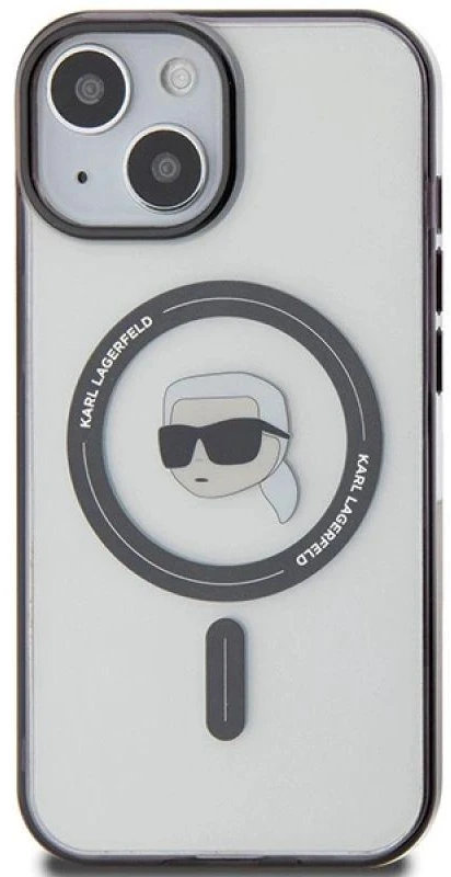 Karl Lagerfeld KLHMP15SHKHNOTK Apple iPhone 15/ 14 / 13 6.1″ skaidrus kietas dėklas IML Karl`s Head MagSafe