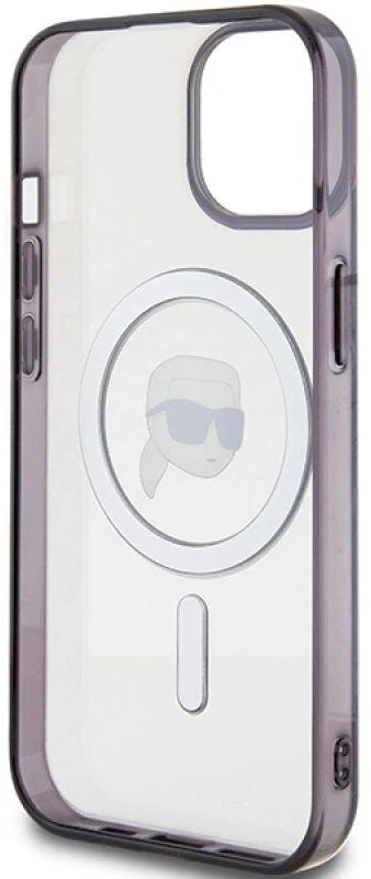Karl Lagerfeld KLHMP15SHKHNOTK Apple iPhone 15/ 14 / 13 6.1″ skaidrus kietas dėklas IML Karl`s Head MagSafe