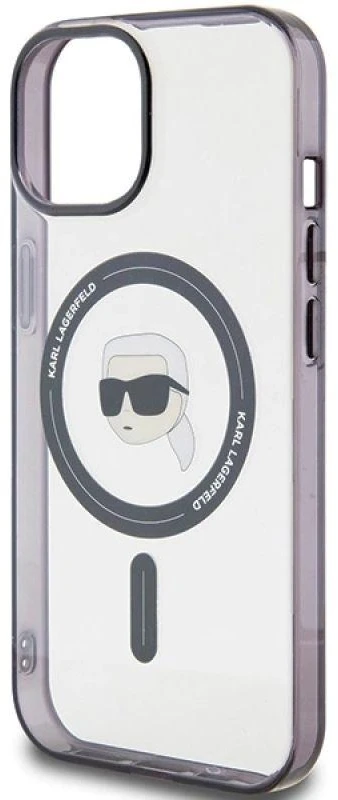 Karl Lagerfeld KLHMP15SHKHNOTK Apple iPhone 15/ 14 / 13 6.1″ skaidrus kietas dėklas IML Karl`s Head MagSafe